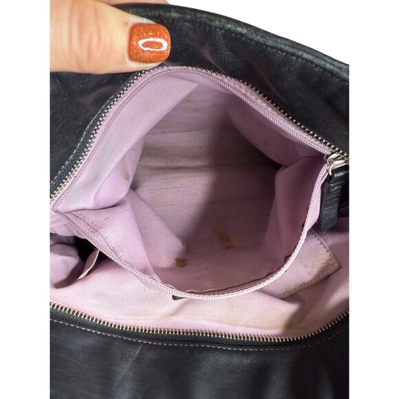 Coach F13759 East West Gallery Pleated Black Leather Shoulder Bag Silver Hardwar - Picture 5 of 9